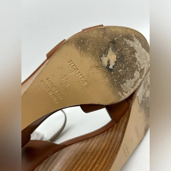 HERMES legend sandals Camel Gold Size 37.5 With Box And Dustbags - Picture 12 of 16